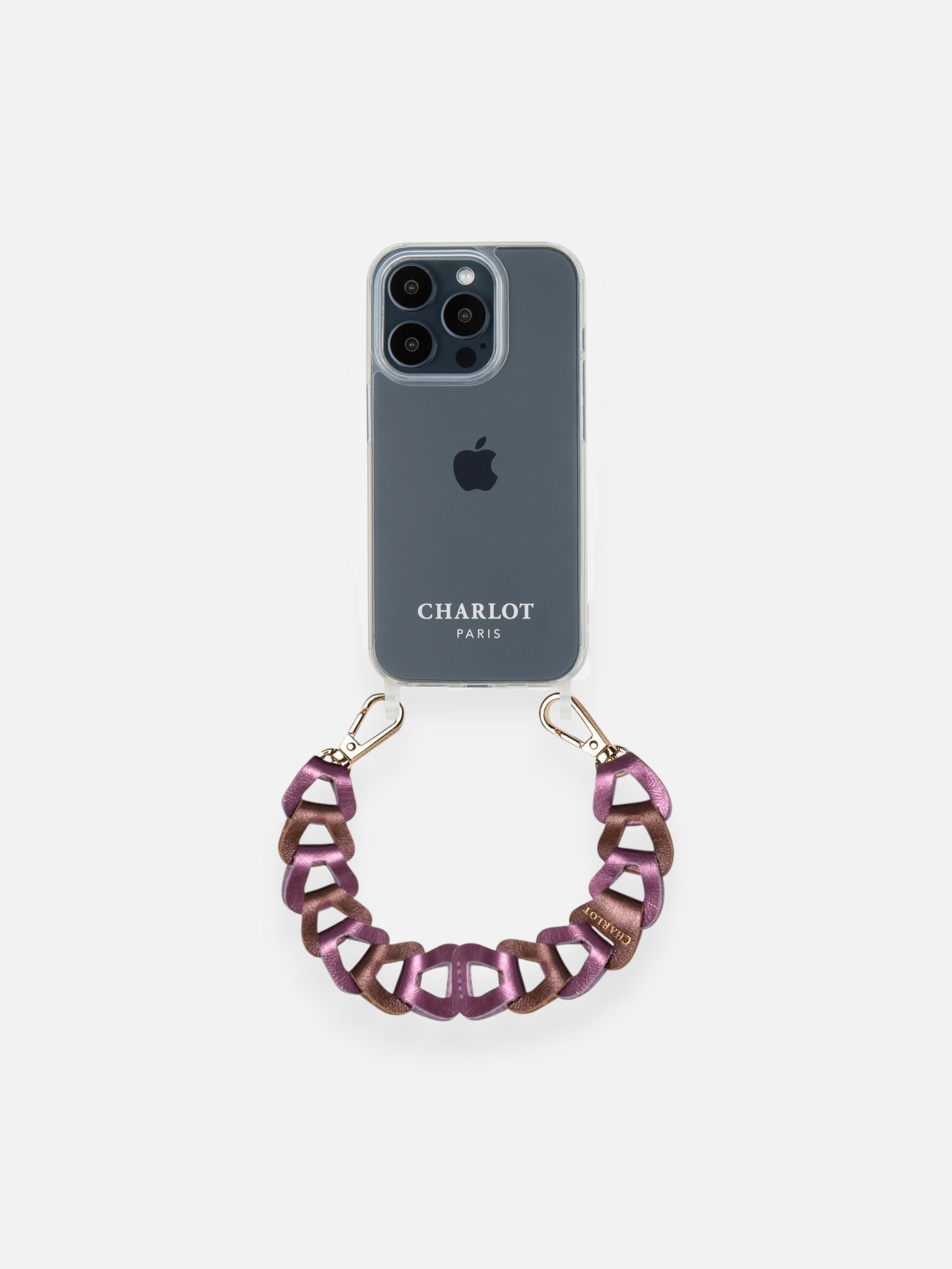 Mel Cuir Irisé Court Aubergine