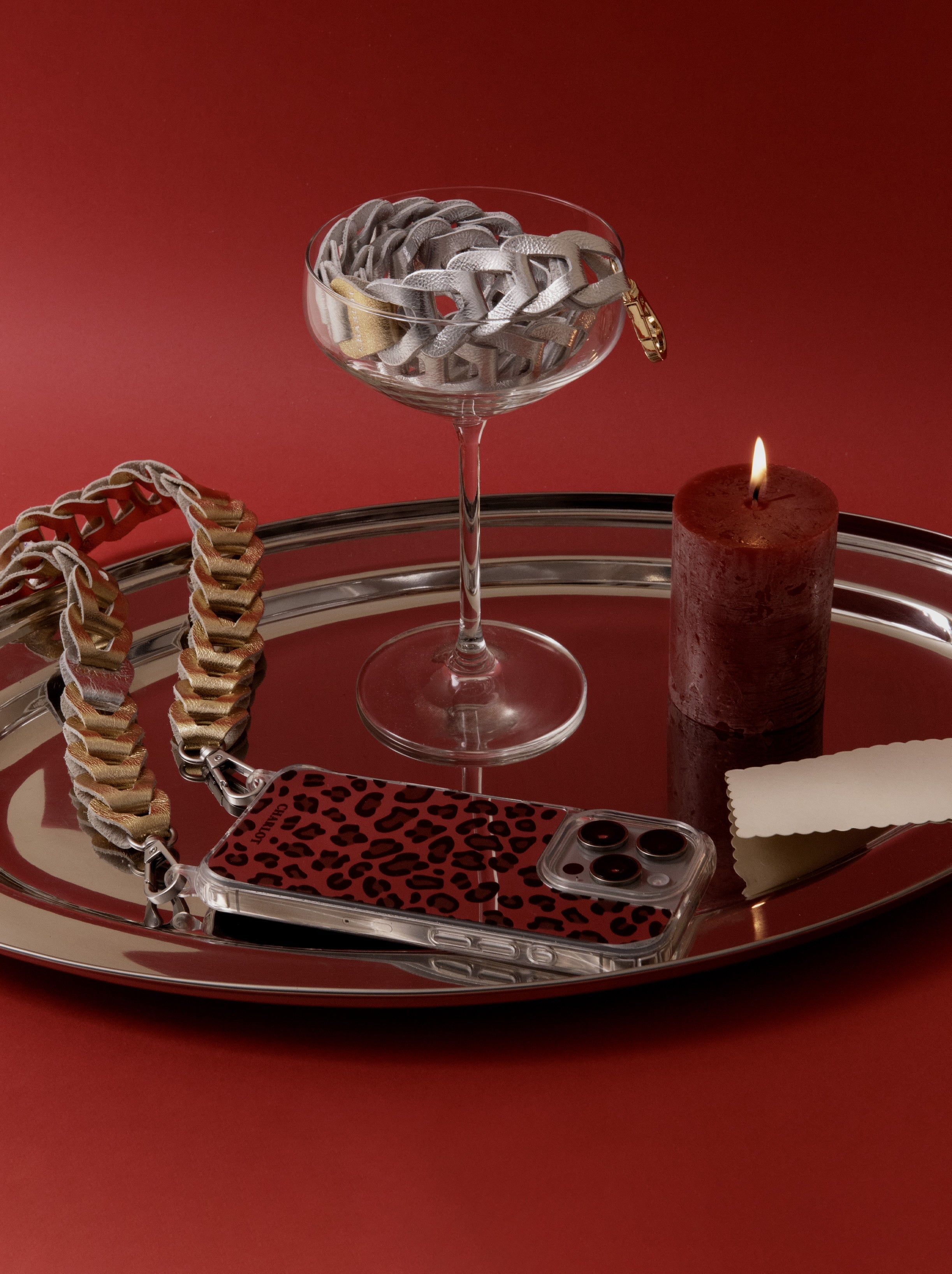 Mel Cuir Irisé Long Chrome