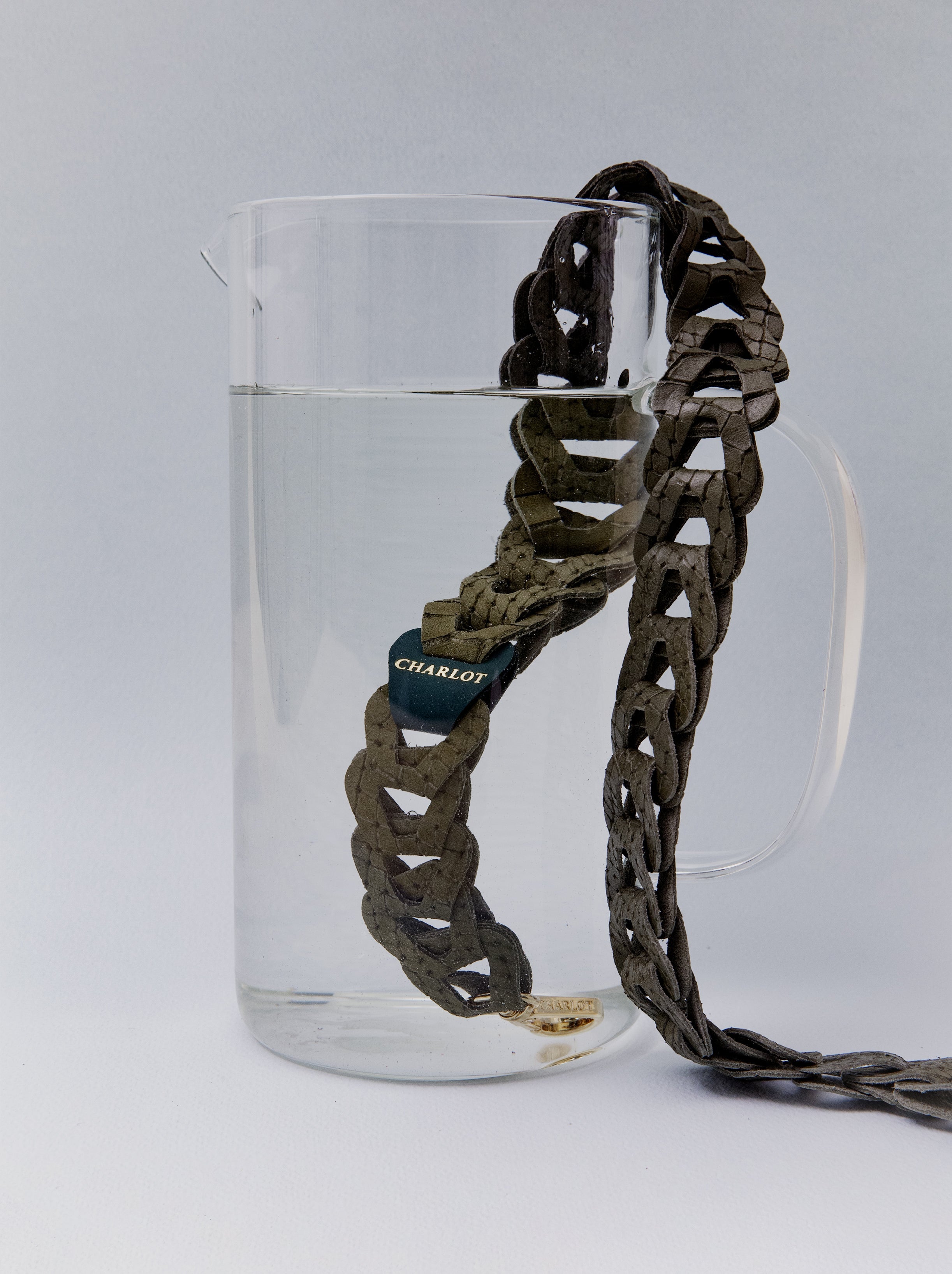 Mel Long Cuir Reptile Sauge