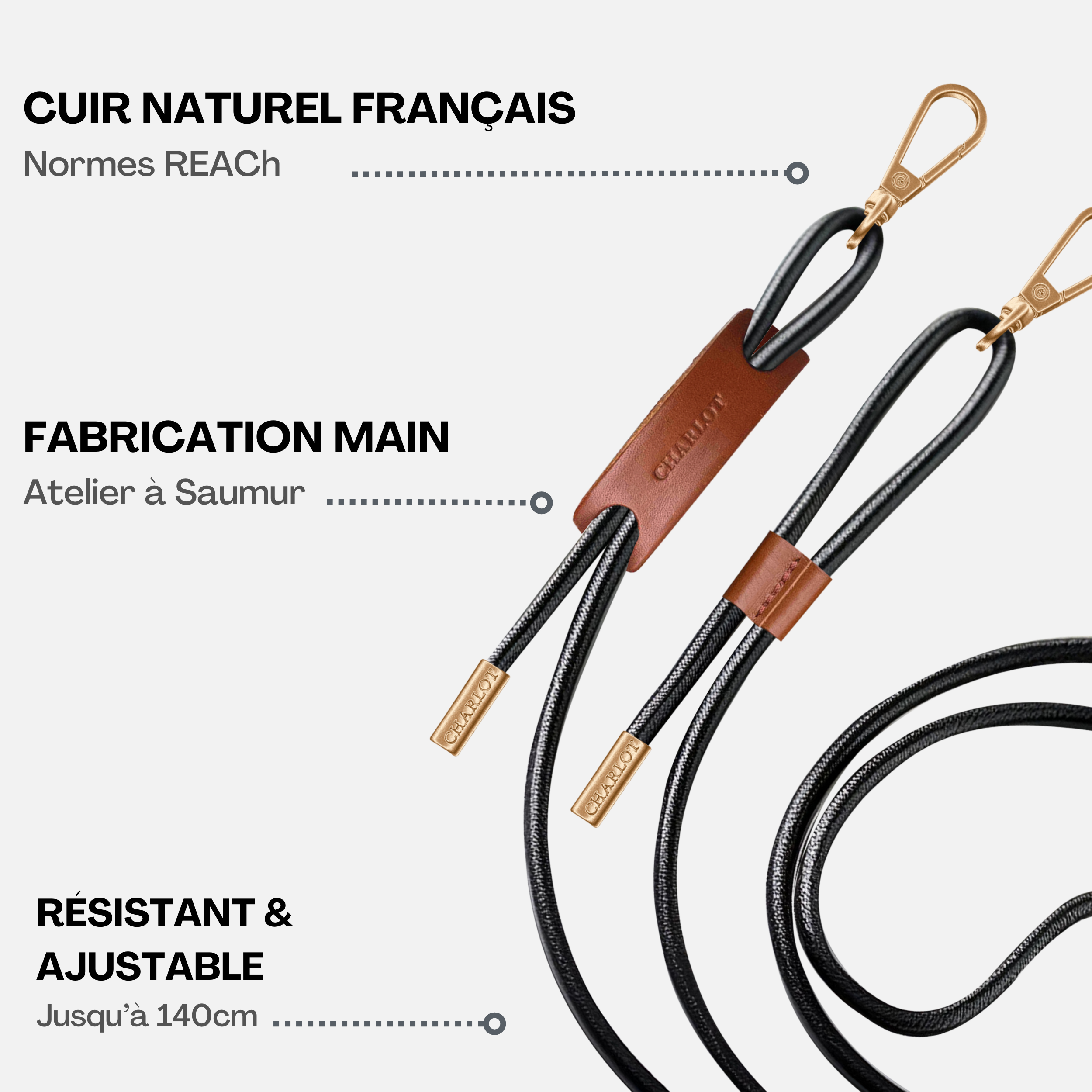 Noga Cuir Noir Doré