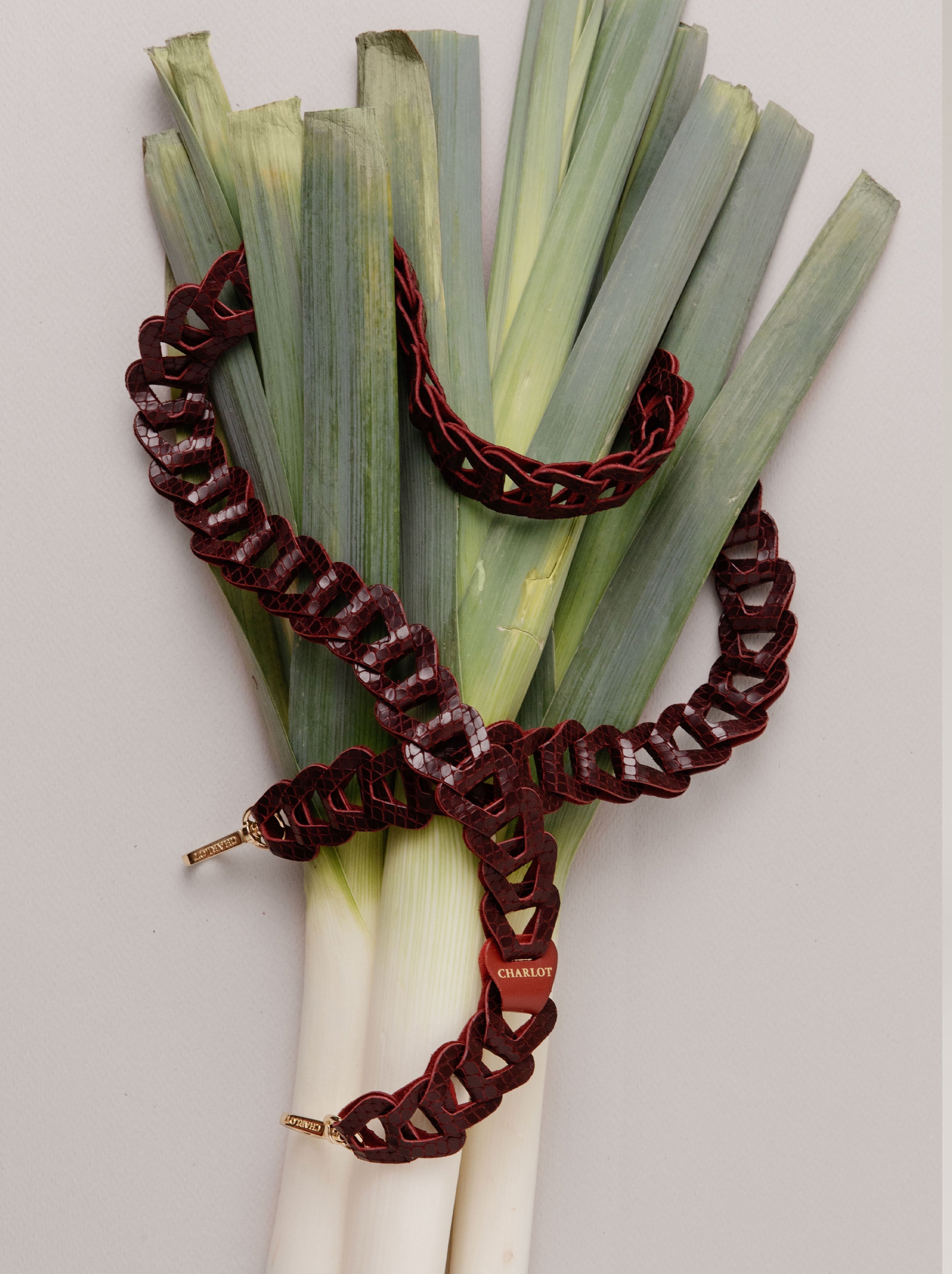 Mel Long Cuir Reptile Bordeaux