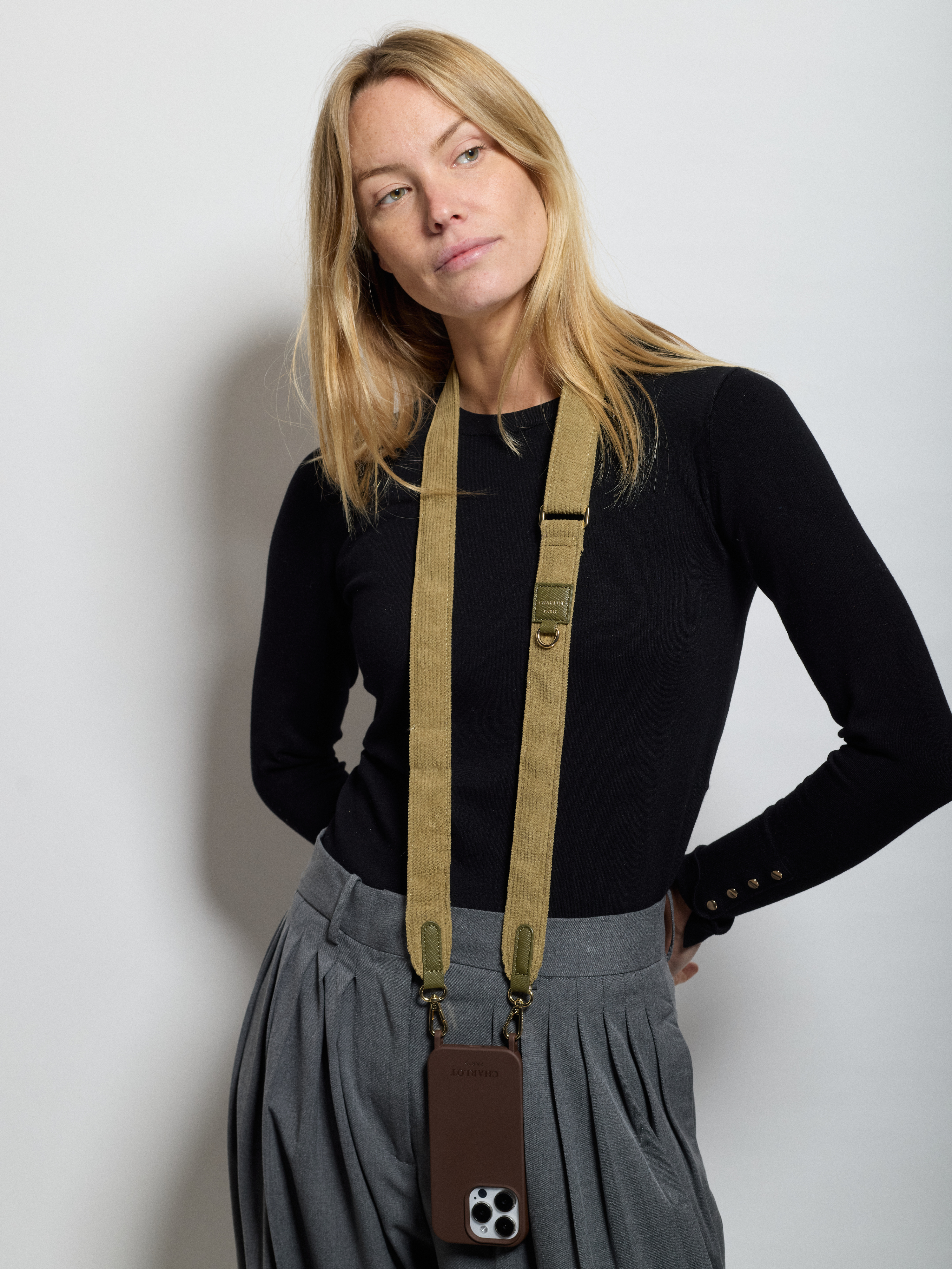 Bandoulière Velour Kaki